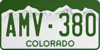 CO license plate AMV380
