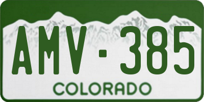 CO license plate AMV385