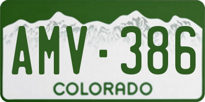CO license plate AMV386