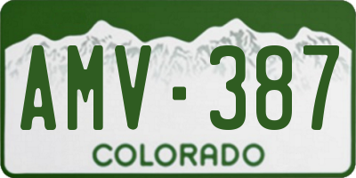 CO license plate AMV387