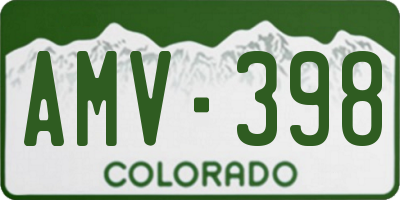 CO license plate AMV398