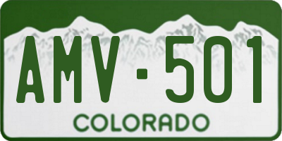 CO license plate AMV501