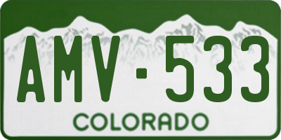 CO license plate AMV533