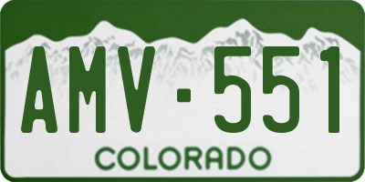 CO license plate AMV551