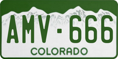 CO license plate AMV666
