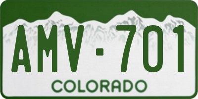 CO license plate AMV701