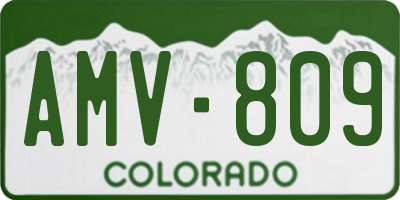 CO license plate AMV809