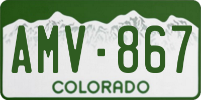 CO license plate AMV867