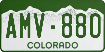 CO license plate AMV880