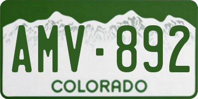 CO license plate AMV892