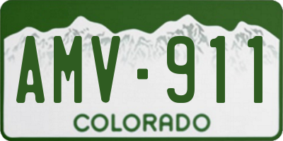CO license plate AMV911