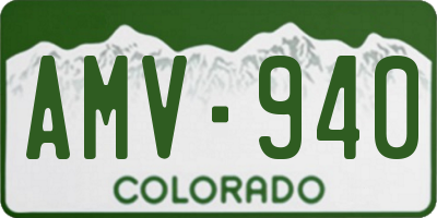 CO license plate AMV940