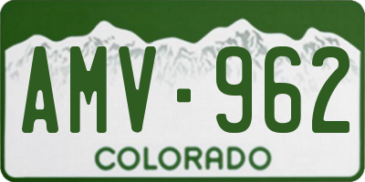 CO license plate AMV962