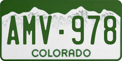 CO license plate AMV978