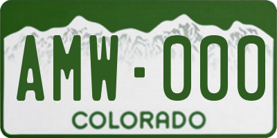 CO license plate AMW000