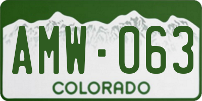 CO license plate AMW063