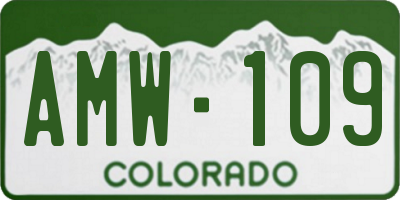 CO license plate AMW109