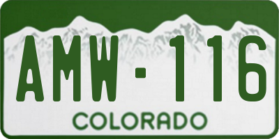 CO license plate AMW116