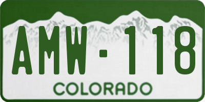 CO license plate AMW118