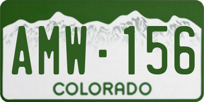 CO license plate AMW156