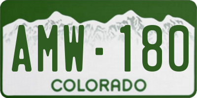 CO license plate AMW180