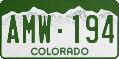 CO license plate AMW194
