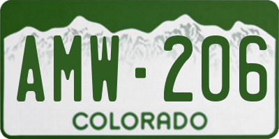 CO license plate AMW206