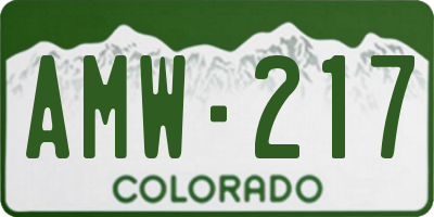 CO license plate AMW217
