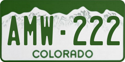 CO license plate AMW222