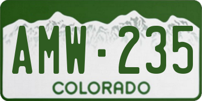 CO license plate AMW235