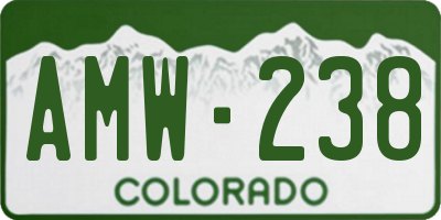 CO license plate AMW238
