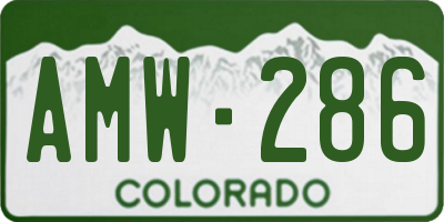 CO license plate AMW286