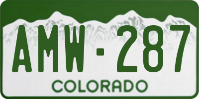 CO license plate AMW287