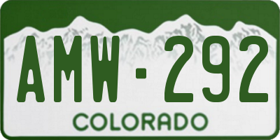 CO license plate AMW292