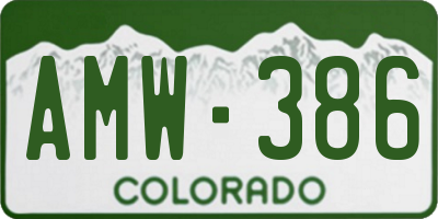 CO license plate AMW386