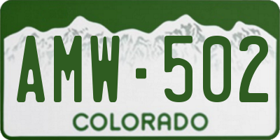 CO license plate AMW502
