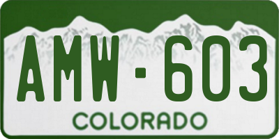 CO license plate AMW603