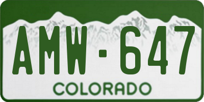 CO license plate AMW647