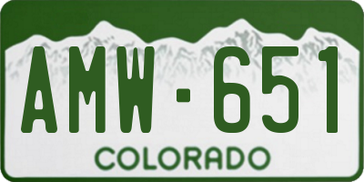 CO license plate AMW651