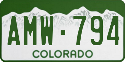 CO license plate AMW794