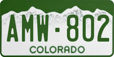 CO license plate AMW802