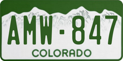 CO license plate AMW847