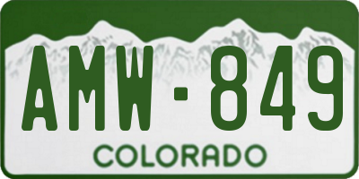 CO license plate AMW849