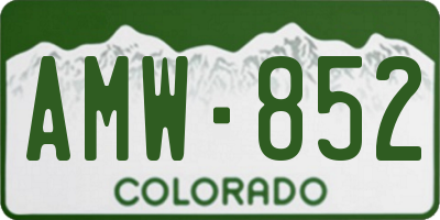 CO license plate AMW852