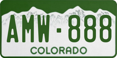CO license plate AMW888