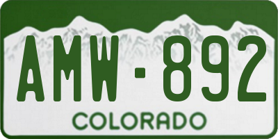 CO license plate AMW892