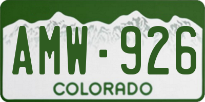 CO license plate AMW926