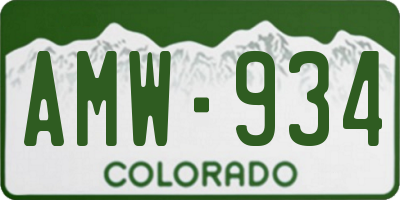 CO license plate AMW934