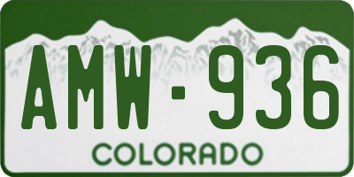 CO license plate AMW936