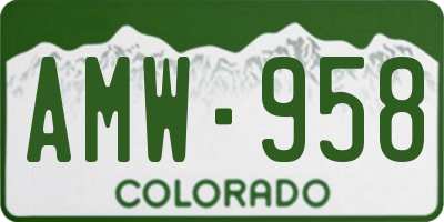 CO license plate AMW958